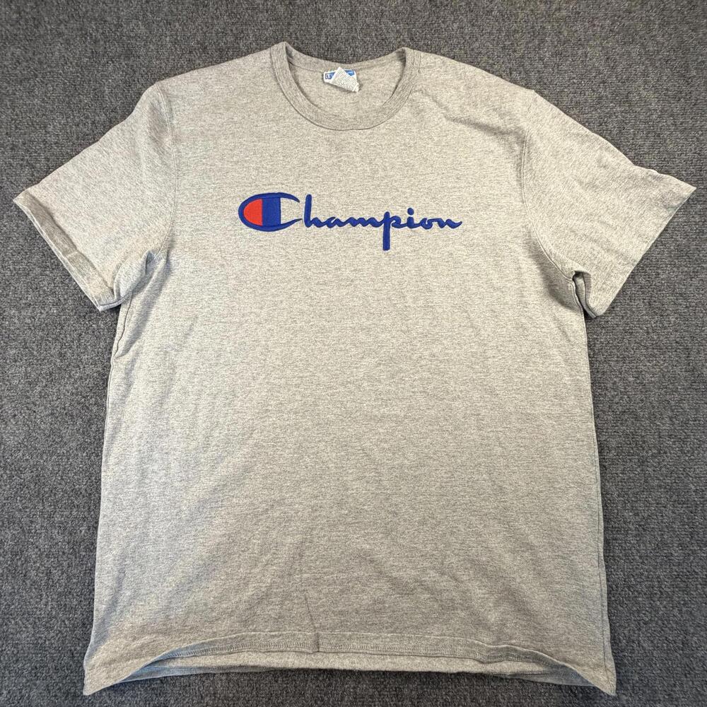 Champion Mens Gray Logo Graphic T-Shirt XL Short Sleeve Crew Neck 1154